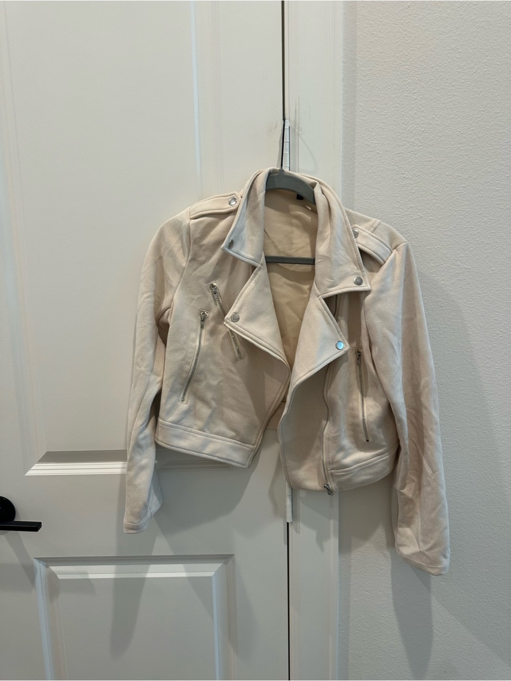 Women’s Cream Suede Moto Jacket - Unbranded